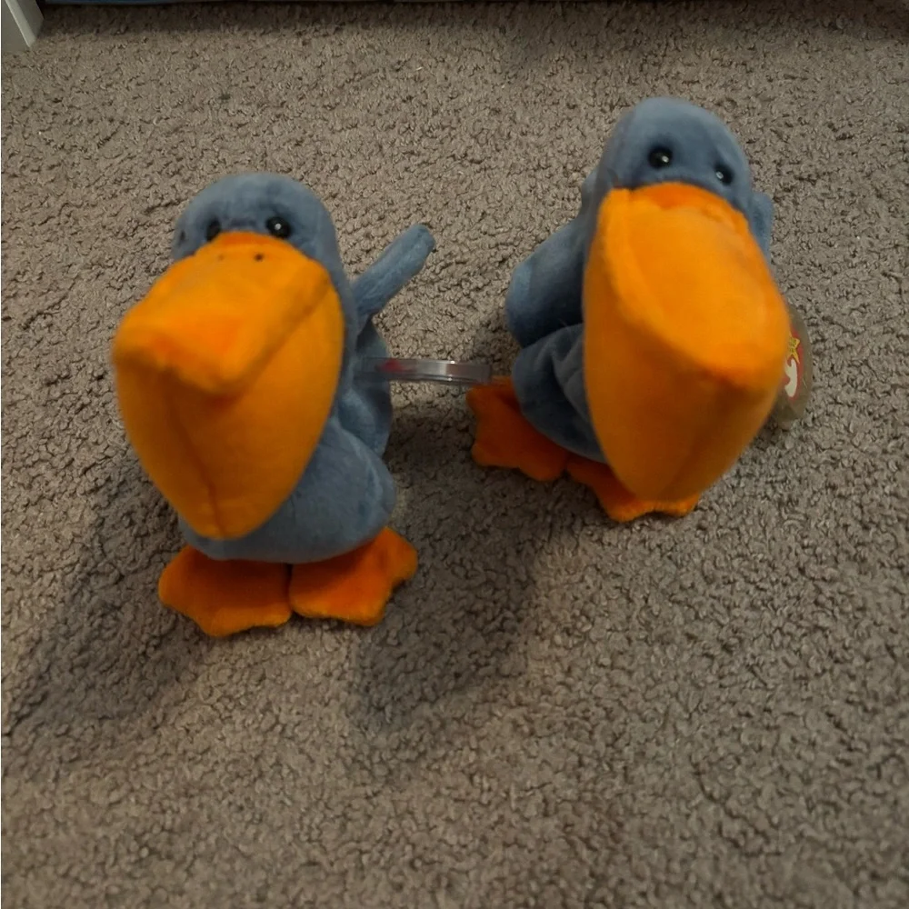 Ty Blue and Orange Plush Bird Toy with Oversized Beak